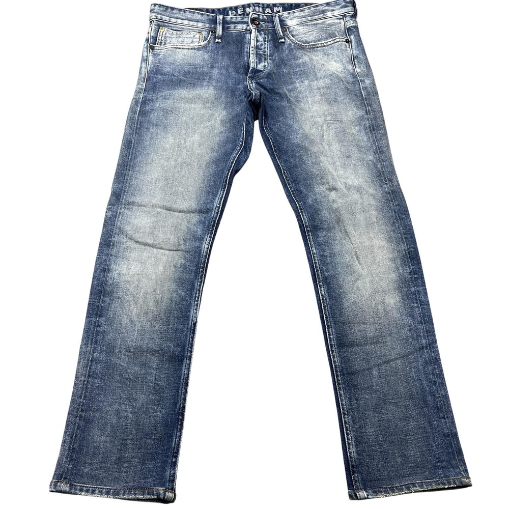 Denham Razor Slim Fit Jeans Mens 35x30 Blue Medium Wash Tapered Denim Stretch